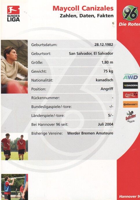 Autogramm Fussball | Hannover 96 | 2005 | Maycoll CANIZALES