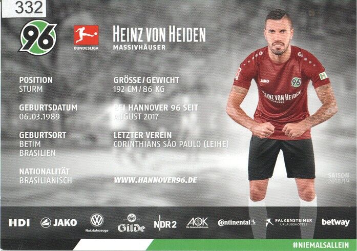 Autogramm Fussball | Hannover 96 | 2018 | JONATHAS