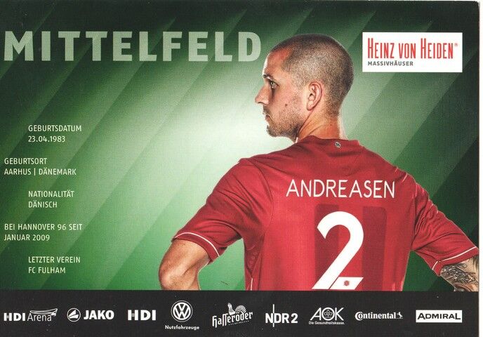 Autogramm Fussball | Hannover 96 | 2014 | Leon ANDREASEN