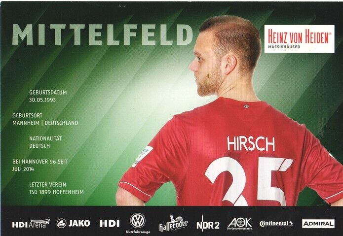Autogramm Fussball | Hannover 96 | 2014 | Maurice HIRSCH