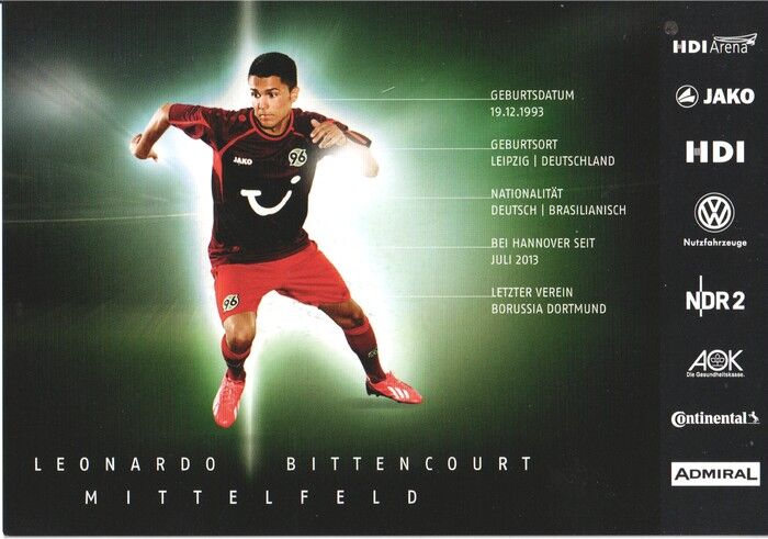 Autogramm Fussball | Hannover 96 | 2013 | Leonardo BITTENCOURT