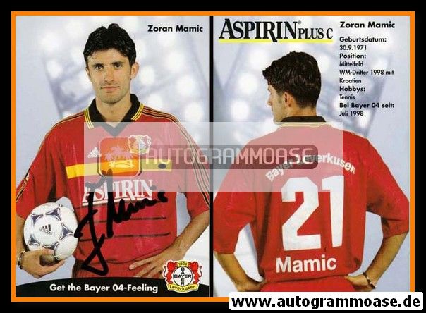 Autogramm Fussball | Bayer Leverkusen | 1998 | Zoran MAMIC