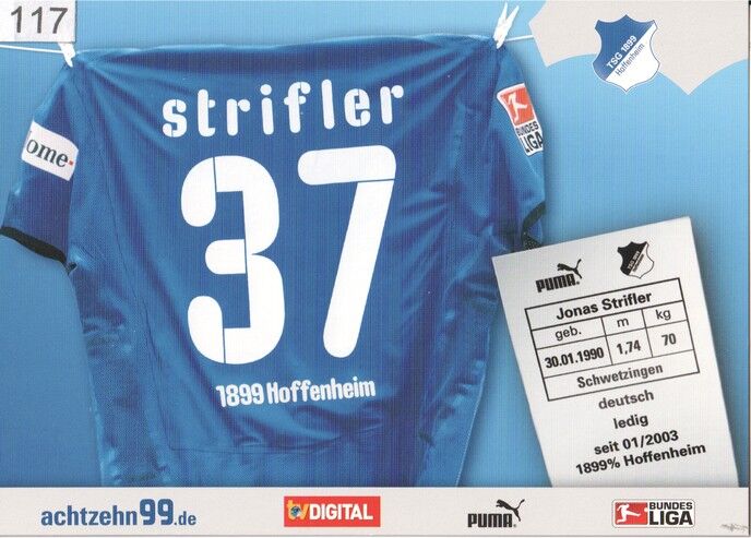 Autogramm Fussball | TSG 1899 Hoffenheim | 2008 | Jonas STRIFLER