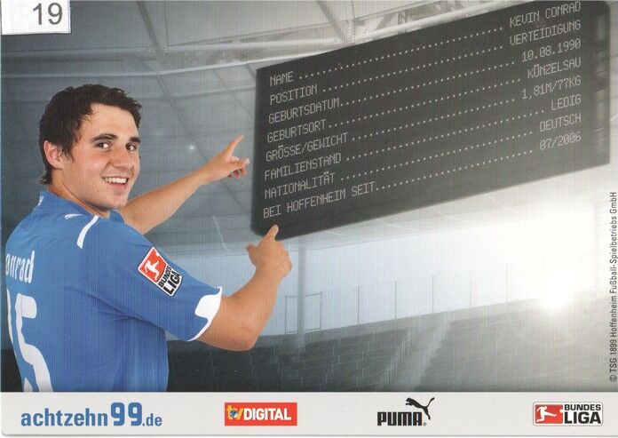 Autogramm Fussball | TSG 1899 Hoffenheim | 2009 | Kevin CONRAD
