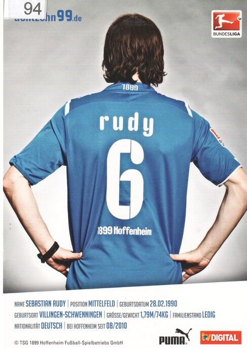 Autogramm Fussball | TSG 1899 Hoffenheim | 2010 | Sebastian RUDY