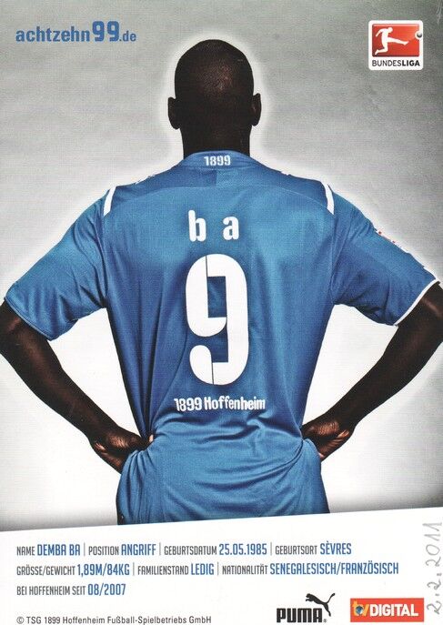 Autogramm Fussball | TSG 1899 Hoffenheim | 2010 | Demba BA