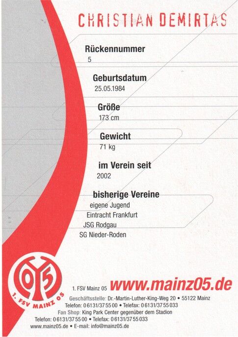 Autogramm Fussball | FSV Mainz 05 | 2005 | Christian DEMIRTAS
