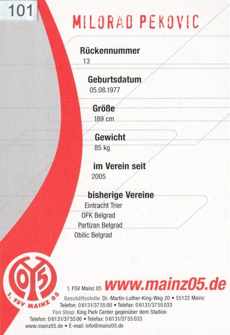 Autogramm Fussball | FSV Mainz 05 | 2005 | Milorad PEKOVIC