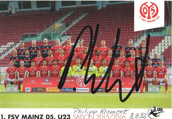 Mannschaftskarte Fussball | FSV Mainz 05 | 2015 (U23) + AG Philipp KLEMENT