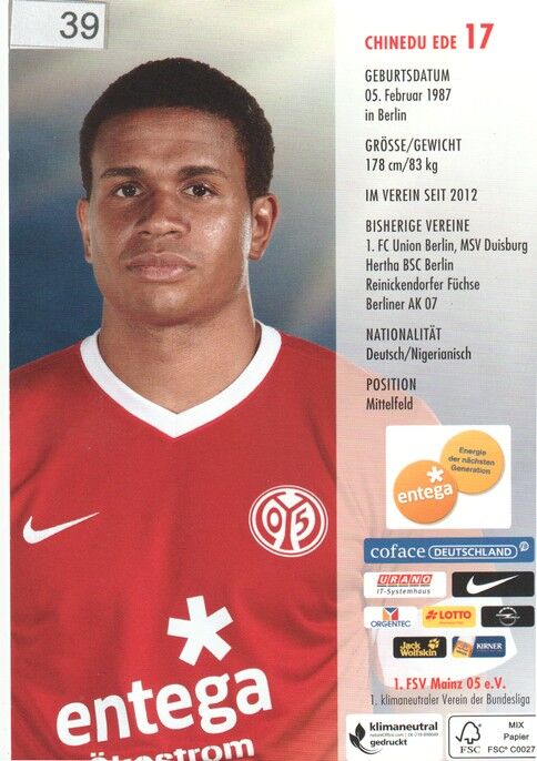 Autogramm Fussball | FSV Mainz 05 | 2012 | Chinedu EDE