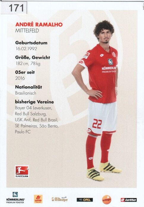 Autogramm Fussball | FSV Mainz 05 | 2016 | Andre RAMALHO