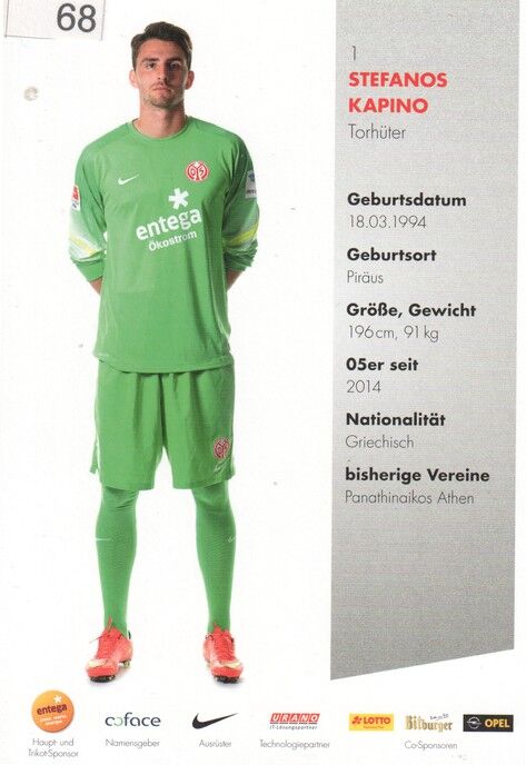 Autogramm Fussball | FSV Mainz 05 | 2014 | Stefanos KAPINO