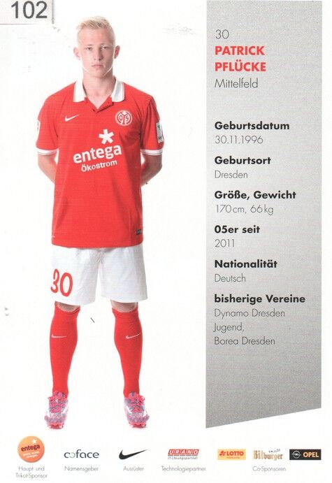 Autogramm Fussball | FSV Mainz 05 | 2014 | Patrick PFLÜCKE