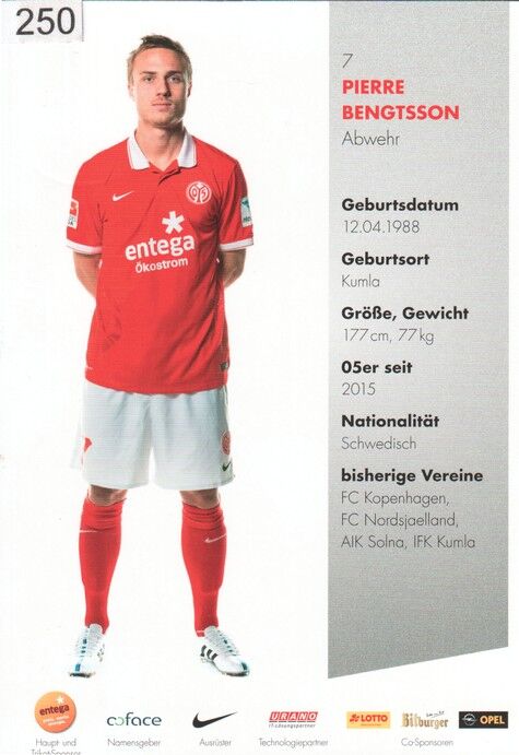 Autogramm Fussball | FSV Mainz 05 | 2014 | Pierre BENGTSSON