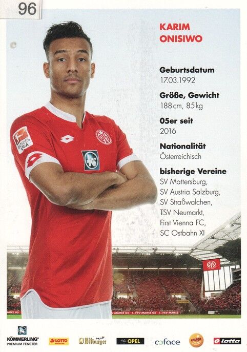 Autogramm Fussball | FSV Mainz 05 | 2015 | Karim ONISIWO