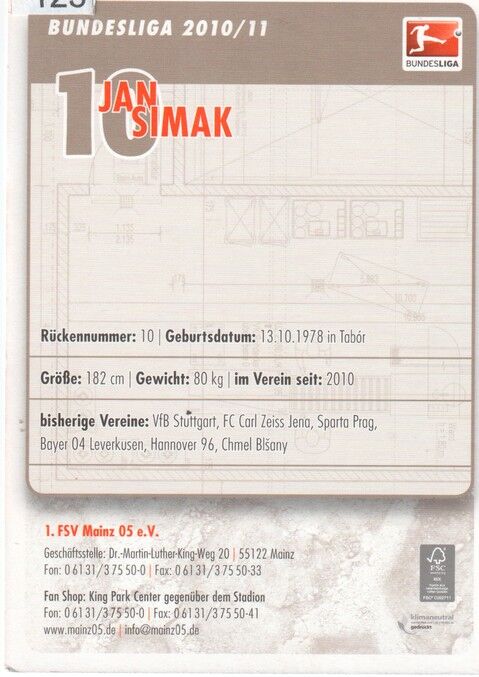 Autogramm Fussball | FSV Mainz 05 | 2010 | Jan SIMAK