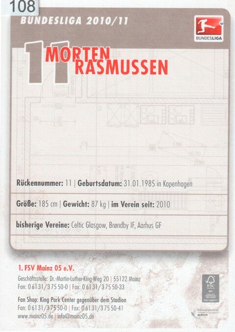 Autogramm Fussball | FSV Mainz 05 | 2010 | Morten RASMUSSEN