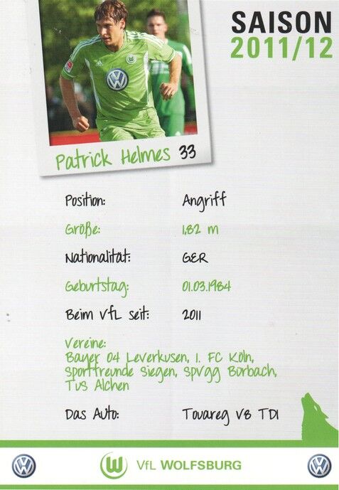 Autogramm Fussball | VfL Wolfsburg | 2011 | Patrick HELMES
