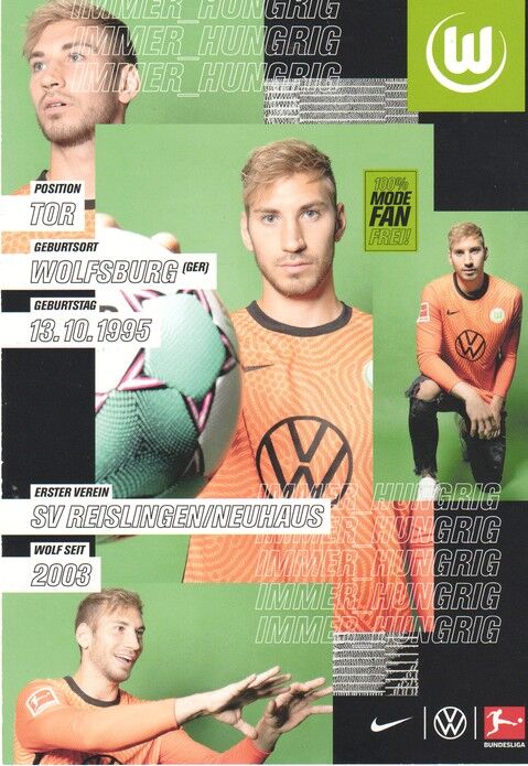 Autogramm Fussball | VfL Wolfsburg | 2020 | Niklas KLINGER