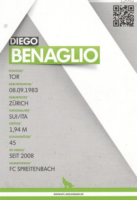Autogramm Fussball | VfL Wolfsburg | 2014 | Diego BENAGLIO