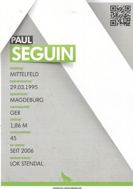 Autogramm Fussball | VfL Wolfsburg | 2014 | Paul SEGUIN (FEHLDRUCK)