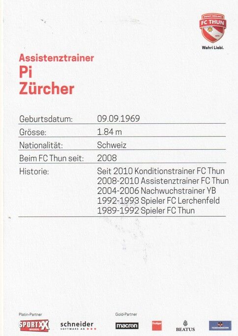 Autogramm Fussball | FC Thun | 2022 | Pi ZÜRCHER