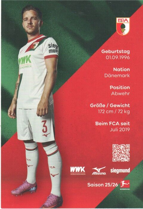 Autogramm Fussball | FC Augsburg | 2025 | Mads PETERSEN