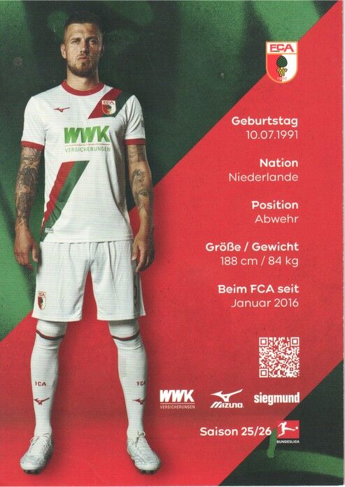 Autogramm Fussball | FC Augsburg | 2025 | Jeffrey GOUWELEEUW