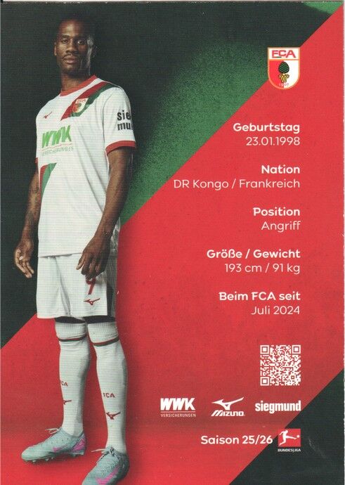 Autogramm Fussball | FC Augsburg | 2025 | Samuel ESSENDE