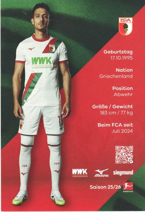 Autogramm Fussball | FC Augsburg | 2025 | Dimitris GIANNOULIS