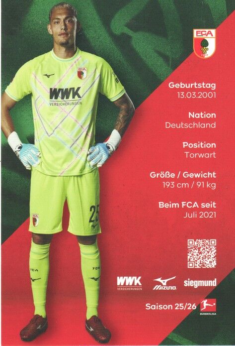 Autogramm Fussball | FC Augsburg | 2025 | Daniel KLEIN