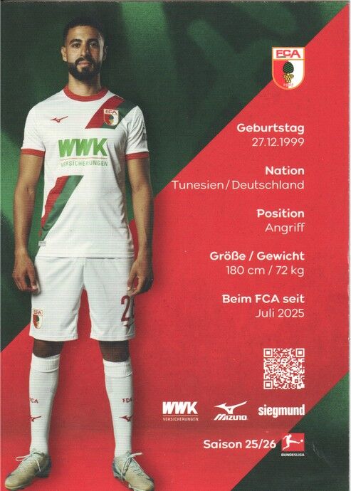 Autogramm Fussball | FC Augsburg | 2025 | Elias SAAS