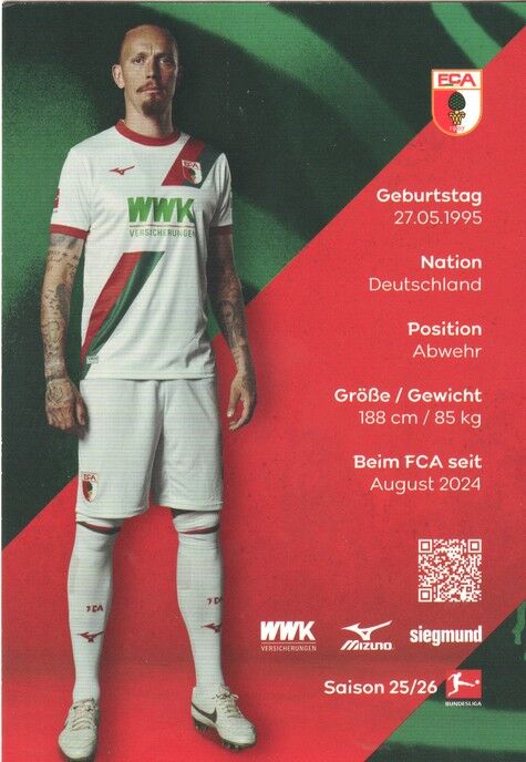 Autogramm Fussball | FC Augsburg | 2025 | Marius WOLF