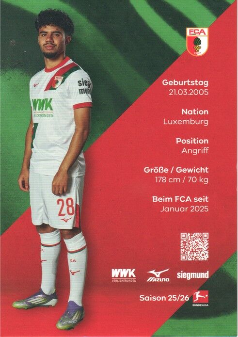 Autogramm Fussball | FC Augsburg | 2025 | Aiman DARDARI