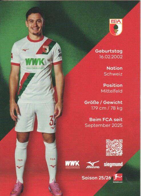 Autogramm Fussball | FC Augsburg | 2025 | Fabian RIEDER