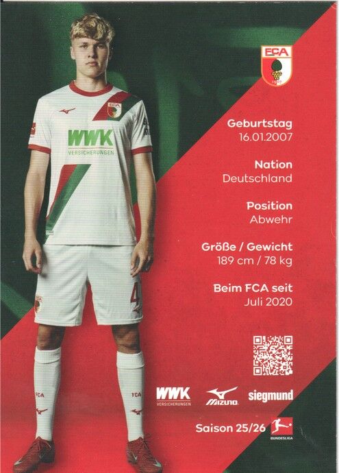 Autogramm Fussball | FC Augsburg | 2025 | Felix MEISER