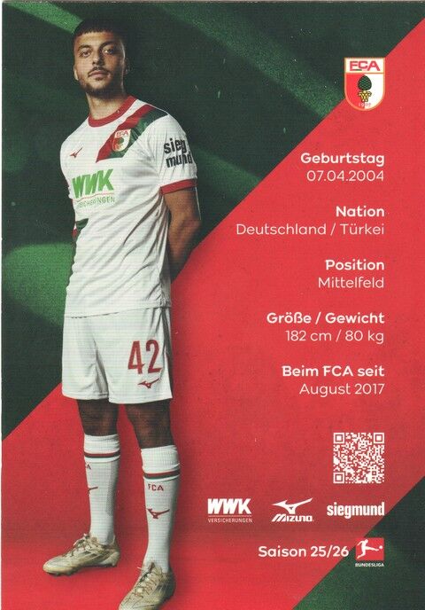 Autogramm Fussball | FC Augsburg | 2025 | Mahmut KÜCÜKSAHIN
