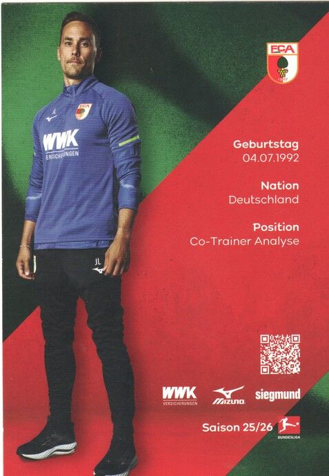 Autogramm Fussball | FC Augsburg | 2025 | Julian LAUER
