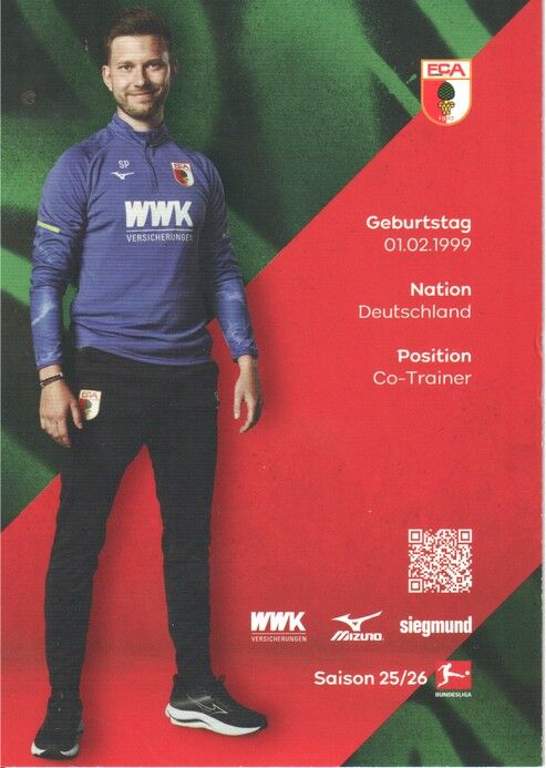 Autogramm Fussball | FC Augsburg | 2025 | Sven PALINKASCH