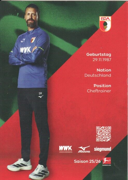 Autogramm Fussball | FC Augsburg | 2025 | Sandro WAGNER
