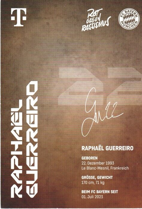 Autogramm Fussball | FC Bayern München | 2024 | Raphael GUERREIRO