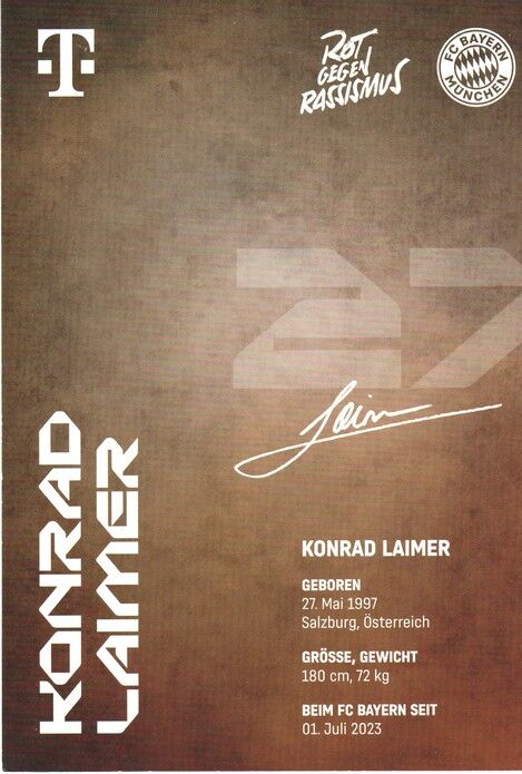 Autogramm Fussball | FC Bayern München | 2024 | Konrad LAIMER
