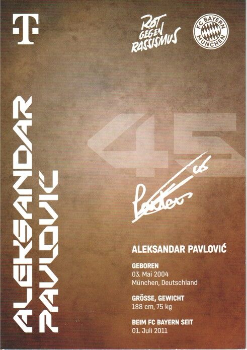 Autogramm Fussball | FC Bayern München | 2024 | Aleksandar PAVLOVIC