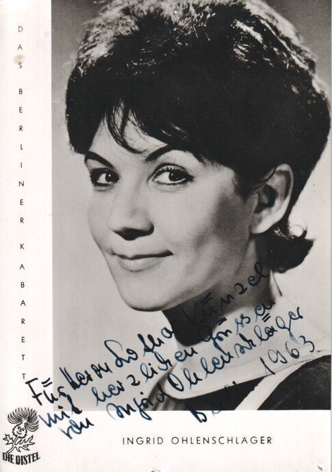 Autogramm Schauspieler | Ingrid OHLENSCHLÄGER | 1960er (Portrait SW Distel)
