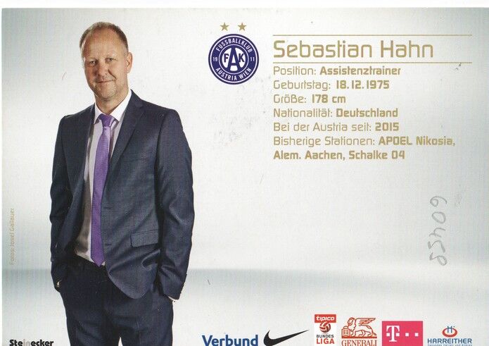 Autogramm Fussball | FK Austria Wien | 2015 | Sebastian HAHN