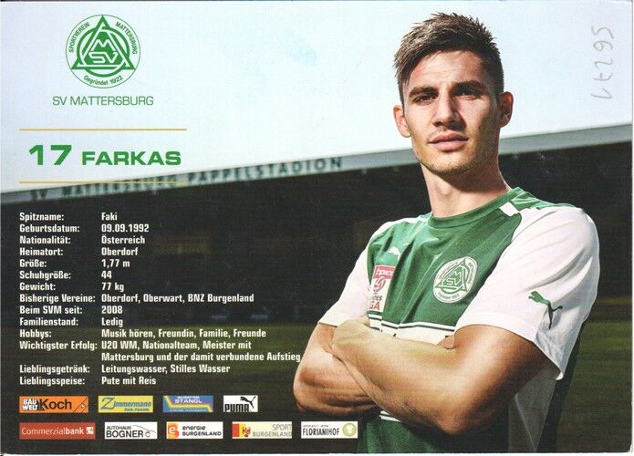 Autogramm Fussball | SV Mattersburg | 2015 | Patrick FARKAS