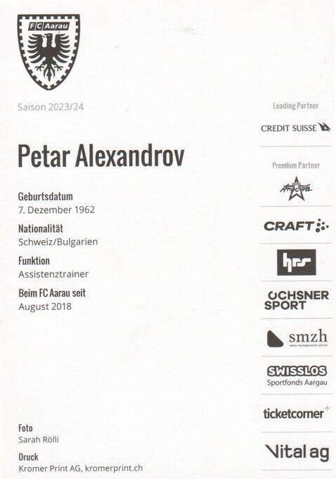 Autogramm Fussball | FC Aarau | 2023 | Petar ALEXANDROV