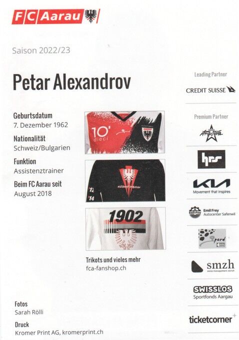Autogramm Fussball | FC Aarau | 2022 | Petar ALEXANDROV