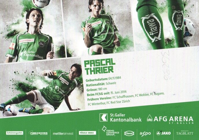 Autogramm Fussball | FC St. Gallen | 2014 | Pascal THRIER