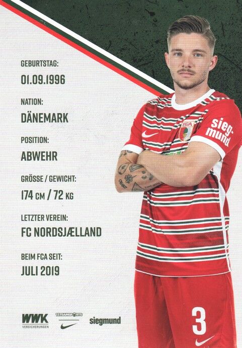 Autogramm Fussball | FC Augsburg | 2022 | Mads PETERSEN